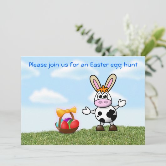 イースターエッグの狩りの招待状のイースターおもしろいのイースター牛 招待状 (スタンド正面)
