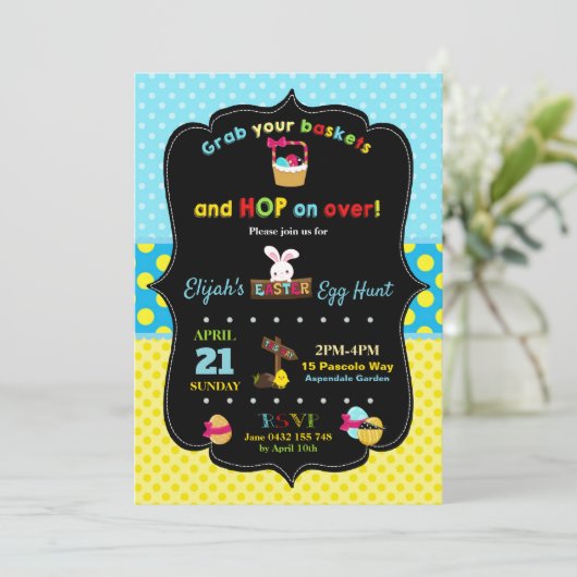 イースターエッグの狩りの招待状の男の子 招待状 (スタンド正面)