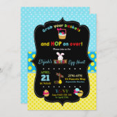 イースターエッグの狩りの招待状の男の子 招待状 (正面/裏面)