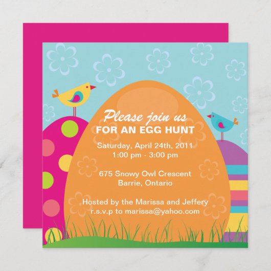 イースターエッグの狩りの招待状 招待状 (正面/裏面)
