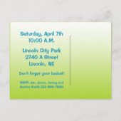 イースターエッグの狩りの郵便はがきの招待状 インビテーションポストカード (裏面)