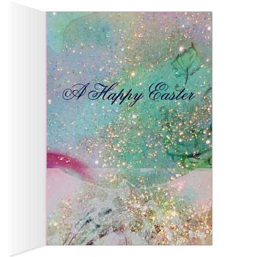 イースターエッグの白い鳩、ブルーボウ、ピンクのバラ (内側 (右))