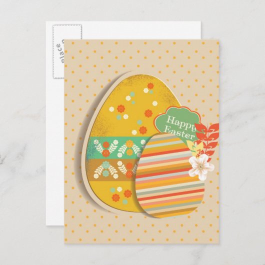 イースターエッグの記号を用いる挨拶状 シーズンポストカード (正面/裏面)