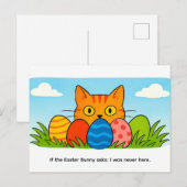 イースターエッグの陰に隠れるかわいいキャラクターの猫 ポストカード (正面/裏面)