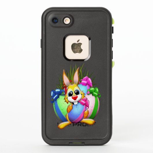 イースターエッグをかじる面白いウサギ LifeProof iPhoneケース (裏面)