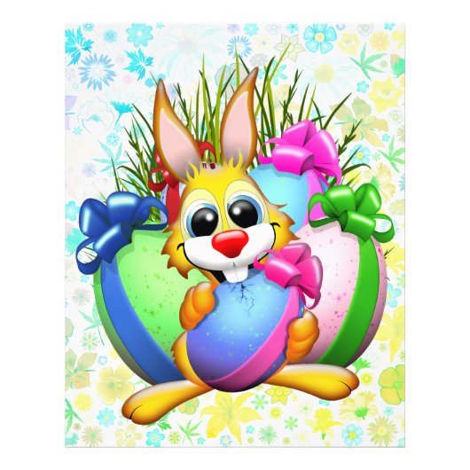 イースターエッグをかむかわいいウサギ フォトプリント            (正面)