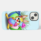 イースターエッグをかむかわいいウサギ iPhoneケース (裏面横)