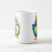 イースターエッグをかむ面白いウサギ コーヒーマグカップ (中央)