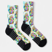 イースターエッグをかむ面白いウサギ ソックス (右)