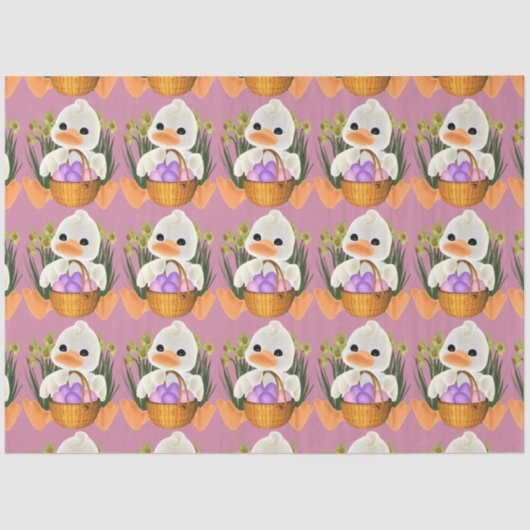 イースターエッグをバスケットに入れたアヒル 薄葉紙 (正面)