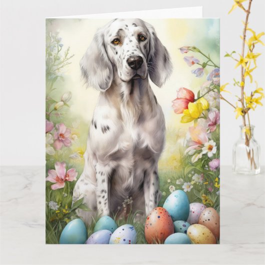 イースターエッグを使用した英語のセッター カード (黄色い花)