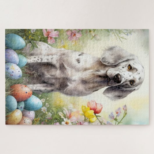 イースターエッグを使用した英語のセッター ジグソーパズル (横)