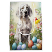 イースターエッグを使用した英語のセッター ミディアムペーパーバッグ (裏面)