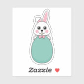 イースターエッグを持つかわいい白いバニー シール (シート)