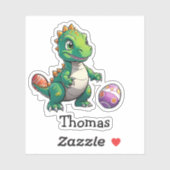 イースターエッグを持つかわいい緑の恐竜 シール (シート)