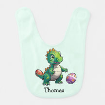 イースターエッグを持つかわいい緑の恐竜