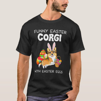 イースターエッグを持つイースターコーギー Tシャツ