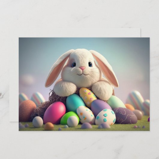 イースターエッグを持つイースターバニー シーズンカード (正面/裏面)