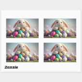 イースターエッグを持つイースターバニー 長方形シール (シート)