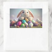 イースターエッグを持つイースターバニー 長方形シール (バッグ)