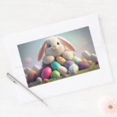 イースターエッグを持つイースターバニー 長方形シール (封筒)