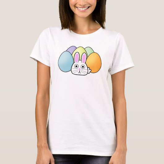 イースターエッグを持つキャラクターウサギ Tシャツ (正面)