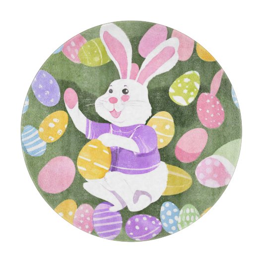 イースターエッグを持つバニー カッティングボード (正面)