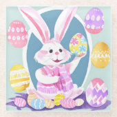 イースターエッグを持つバニー ガラスコースター (正面)