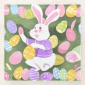 イースターエッグを持つバニー ガラスコースター (正面)