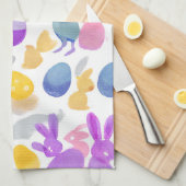 イースターエッグを持つバニー キッチンタオル (四つ折り)
