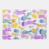 イースターエッグを持つバニー キッチンタオル (横)