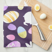 イースターエッグを持つバニー キッチンタオル (四つ折り)