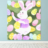 イースターエッグを持つバニー キャンバスプリント (インサイチュ (ウッドフロア))