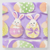 イースターエッグを持つバニー ストーンコースター (正面)