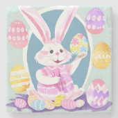 イースターエッグを持つバニー ストーンコースター (正面)