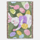 イースターエッグを持つバニー スローブランケット (正面縦)