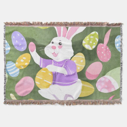 イースターエッグを持つバニー スローブランケット (正面)