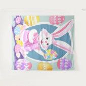 イースターエッグを持つバニー タペストリー (正面(横))