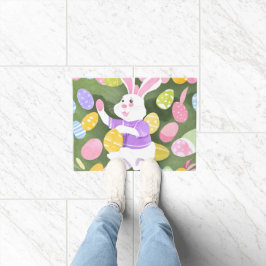 イースターエッグを持つバニー ドアマット