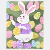 イースターエッグを持つバニー フリースブランケット (正面)