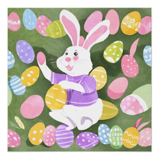 イースターエッグを持つバニー ポスター (正面)