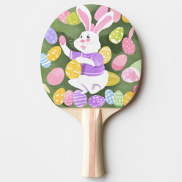 イースターエッグを持つバニー 卓球ラケット