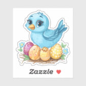 イースターエッグを持つ巣の青い鳥 シール (シート)