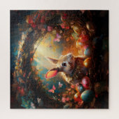 イースターエッグを持つ幸せなイースターバニー ジグソーパズル (縦)