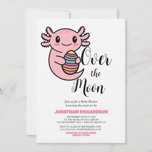 イースターエッグを持つ、とってもかわいいウーパールートル 招待状 (正面)