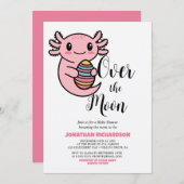 イースターエッグを持つ、とってもかわいいウーパールートル 招待状 (正面/裏面)