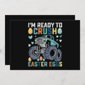 イースターエッグを潰すモンスタートラックの準備完了 招待状 (正面/裏面)