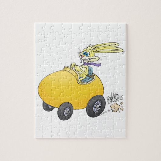 イースターエッグを運転するイースターのウサギ! .jpg ジグソーパズル (縦)