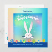 イースターエッグを集めるための子供用のバスケットを持ってきてください 招待状 (正面/裏面)