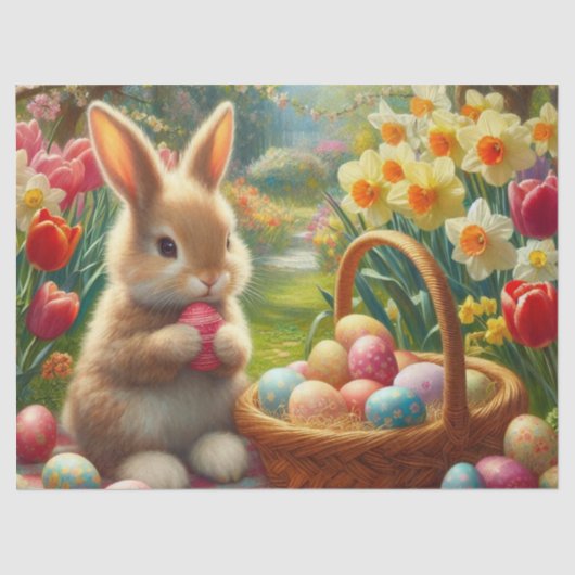 イースターエッグアンドバニーラビットティッシュペーパー 薄葉紙 (正面)